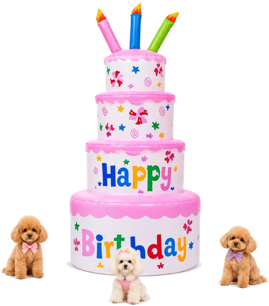 6 ft inflatable birthday cake with poodles